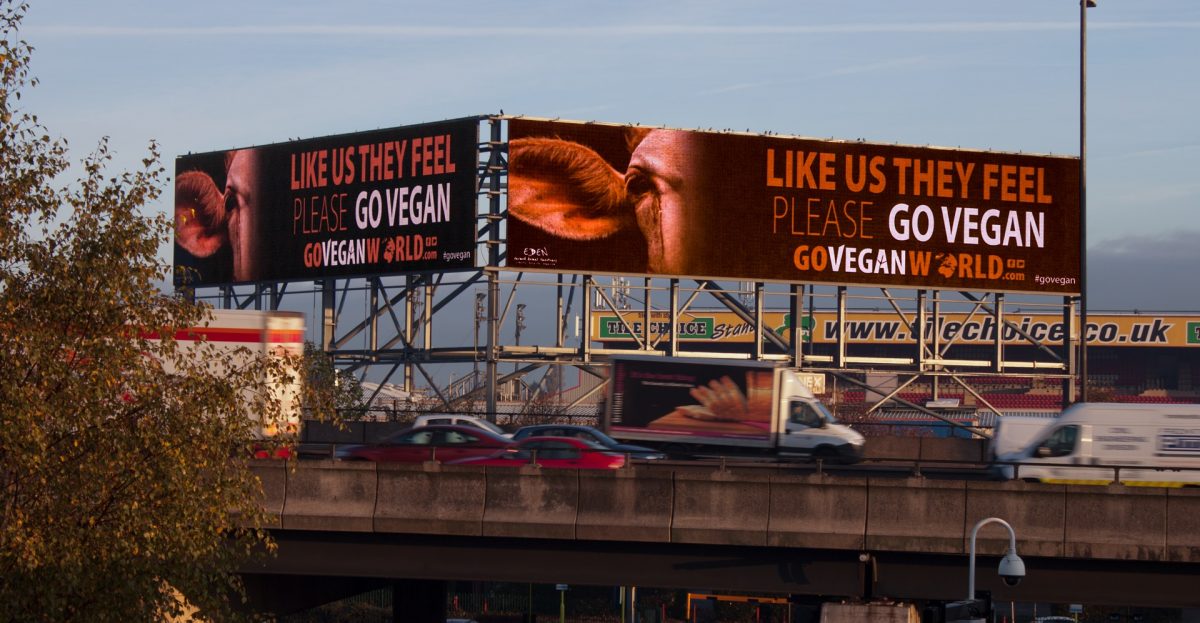 Go Vegan World Vegan Billboard Campaign Birmingham UK