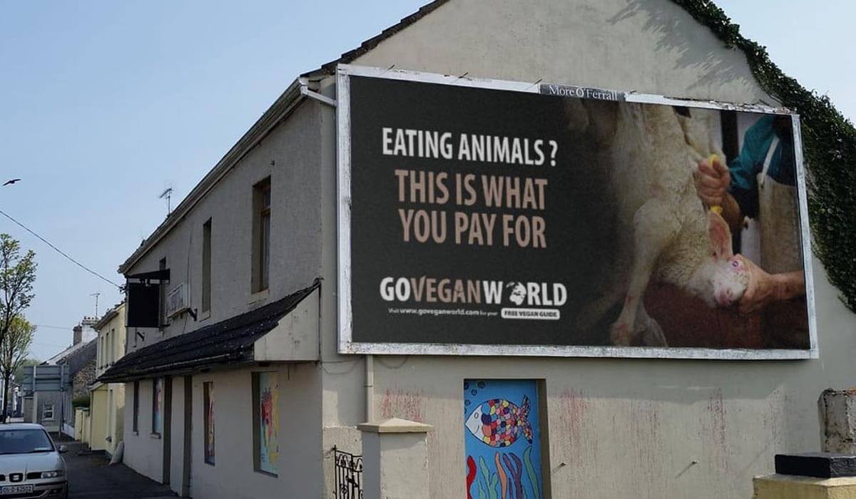 bilboard of Go Vegan World public education campaign