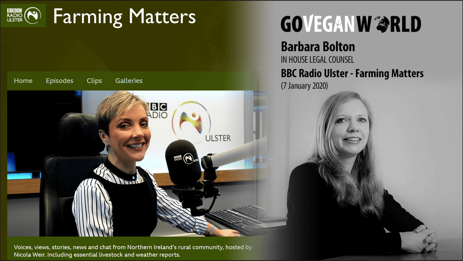 Should People Go Vegan? BBC Radio Ulster – Farming Matters 7 January 2020